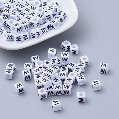 6mm White Cube Acrylic Beads