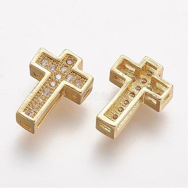 11mm Clear Cross Brass+Cubic Zirconia Beads