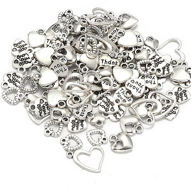 Mixed Tibetan Style Alloy Heart Pendants(TIBEP-X0004-01-AS)-2