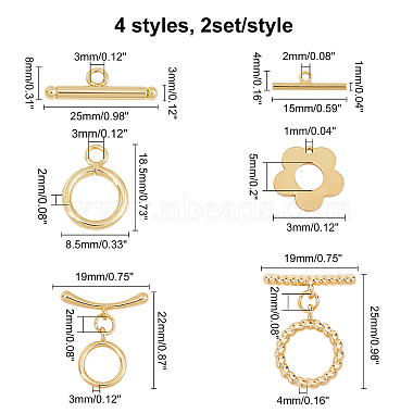 8Sets 4 Style Brass Toggle Clasps(KK-CA0001-55G)-2