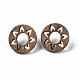 Donut with Flower Walnut Wood Stud Earrings with 316 Stainless Steel Pin for Women(X-EJEW-N017-007)-2