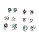6 Pairs 6 Style Flower & Heart & Teardrop Synthetic Turquoise Stud Earrings with Rhinestone(AJEW-PW0005-26AS)-2