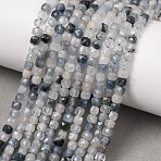 Natura Blue Rutilated Quartz Beads Strands, Cube, Faceted, 4x4x4mm, Hole: 0.8mm, about 98pcs/strand, 15.35''(39cm)(GG-CBA9631-B01-04)