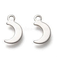 201 Stainless Steel Charms, moon, Stainless Steel Color, 10x6x0.5mm, Hole: 1.4mm(X-STAS-B001-11P)