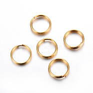 304 Stainless Steel Split Rings, Double Loops Jump Rings, Golden, 6x1mm, Inner Diameter: 5mm, Single Wire: 0.5mm(STAS-P223-22G-02)