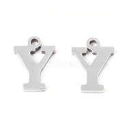 201 Stainless Steel Charms, Alphabet, Letter.Y, 8.5x6.5x1mm, Hole: 1mm(STAS-N091-176Y-P)