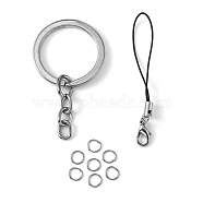 1Set Assorted Iron Findings including 2g Iron Jump Rings, 5pcs Cord Loop Mobile Straps, 3pcs Alloy Keychain Findings, Platinum, 6x0.7mm, 60mm long, 26mm inner diameter(IFIN-X0002)