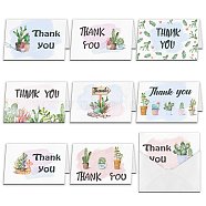 SUPERDANT Rectangle with Mixed Plant Pattern Thank You Theme Cards, with Paper Envelopes, Mixed Color, Thank You Theme Cards: 1set(DIY-SD0001-07)