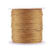 Metallic Thread, Embroidery Thread, for Jewelry Making, Gold, 0.8mm, about 25m/roll, 1roll(MCOR-CJ0001-03B)