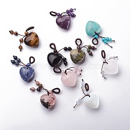 Natural & Synthetic Mixed Stone Hanging Decorations, with Nylon Cord, Heart, 45mm(HJEW-K032-07A)