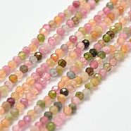 Natural Tourmaline Bead Strands, Faceted, Round, 2mm, Hole: 1mm, about 190pcs/strand, 15 inch(X-G-P279-45-2mm)