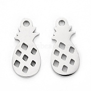 304 Stainless Steel Charms, Laser Cut, Pineapple, Stainless Steel Color, 11.5x5.5x1mm, Hole: 1.2mm(STAS-I151-36P)