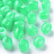 Acrylic European Beads, Imitation Gemstone, Large Hole Beads, Barrel, Medium Spring Green, 11.5x11mm, Hole: 6mm, about 770pcs/500g(MACR-S375-003-01)