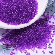 MIYUKI Round Rocailles Beads, Japanese Seed Beads, (RR1315) Dyed Transparent Red Violet, 11/0, 2x1.3mm, Hole: 0.8mm, about 1100pcs/bottle, 10g/bottle(SEED-JP0008-RR1315)