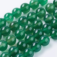 Natural Green Onyx Agate Beads Strands, Dyed, Round, Green, 10mm, Hole: 1mm, about 38pcs/strand, 15.75 inch(X-G-G583-10mm-11)