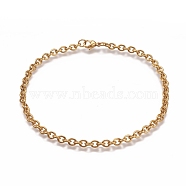 304 Stainless Steel Cable Chain Anklets, with Lobster Claw Clasp, Golden, 9-7/8 inch(25cm)(AJEW-H100-01G)
