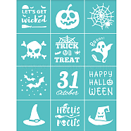 Self-Adhesive Silk Screen Printing Stencil, for Painting on Wood, DIY Decoration T-Shirt Fabric, Turquoise, Pumpkin, 28x22cm(DIY-WH0173-021-K)