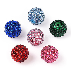 Transparent Resin Rhinestone Graduated Beads, with Acrylic Round Beads Inside, Mixed Color, 14mm, Hole: 2~2.5mm(RESI-S314-12x14-M)