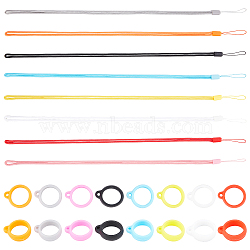 16 Sets 8 Colors Portable Electronic Cigarette Anti-Lost Necklace Lanyard, Silicone Bands Anti Slip Rubber Rings, Mixed Color, 44x0.3cm, 20x17x6mm, Hole: 1.8mm, 2pcs/set, 2 sets/color(AJEW-GF0006-18)
