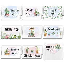 SUPERDANT Rectangle with Mixed Plant Pattern Thank You Theme Cards, with Paper Envelopes, Mixed Color, Thank You Theme Cards: 1set(DIY-SD0001-07)