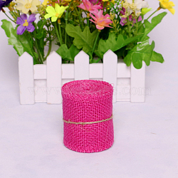 Lace Linen Rolls, Jute Ribbons For Craft Making, Deep Pink, 60mm, 2m/roll(DIY-WH0023-09N)