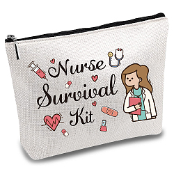 Custom Polycotton Canvas Stroage Bags, Metal Zipper Pouches, Rectangle, Medical Theme Pattern, 18x25cm(ABAG-WH0029-049)