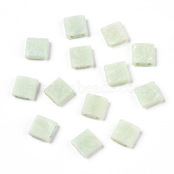 Opaque Acrylic Slide Charms, Square, Honeydew, 5.2x5.2x2mm, Hole: 0.8mm.(X-OACR-Z010-01U)