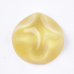 Resin Cabochons, Imitation Cat Eye, Waved Half Round, Gold, 12x6.5mm(RESI-S364-40D-06)