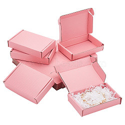 Foldable Cardboard Mailer Boxes, Shipping Box, Rectangle, Pink, finished product: 12.7x8.2x2.8cm(CON-WH0098-06A)