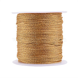 Metallic Thread, Embroidery Thread, for Jewelry Making, Gold, 0.8mm, about 25m/roll, 1roll(MCOR-CJ0001-03B)