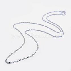925 Sterling Silver Singapore Chain Necklaces, Water Wave Chain Necklaces, with Spring Ring Clasps, Carved 925, Platinum, 18 inch(45cm)(STER-F039-45cm-06P)