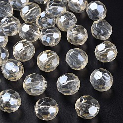 Transparent Acrylic Beads, Faceted, Football, Light Yellow, 14x13.5mm, Hole: 2mm, about 330pcs/500g(MACR-S373-101-P08)