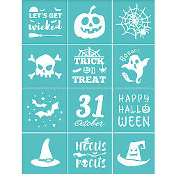 Self-Adhesive Silk Screen Printing Stencil, for Painting on Wood, DIY Decoration T-Shirt Fabric, Turquoise, Pumpkin, 28x22cm(DIY-WH0173-021-K)