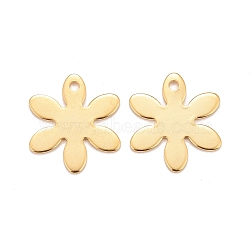 201 Stainless Steel Pendants, Flower, Real 24k Gold Plated, 17x15x0.8mm, Hole: 1.5mm(X-STAS-K217-14G)