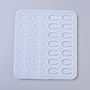 Pendant Silicone Molds, Resin Casting Molds, For UV Resin, Epoxy Resin Jewelry Making, Oval, White, 170x151x6mm, Oval: 30x15mm & 27x17mm, Hole: 21.5x8mm & 18x7.5mm
