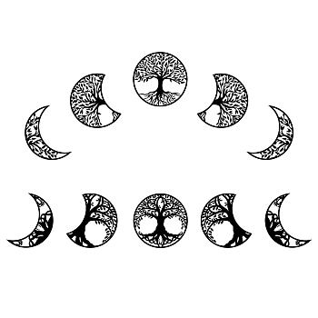 PVC Wall Stickers, for Wall Decoration, Moon Phase, Tree of Life Pattern, 300x900mm, 2 styles, 1pc/style, 2pcs/set