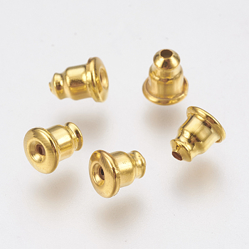 Brass Ear Nuts, Earring Backs, Bell, Golden, 5.5x4.8mm, Hole: 1.2mm, Fit For 0.8~0.9mm Pin