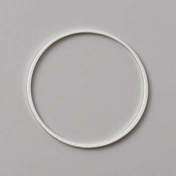 Brass Linking Rings, Round Ring, Silver, 25x0.5mm, Inner Diameter: 23mm