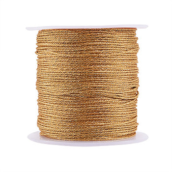 Metallic Thread, Embroidery Thread, for Jewelry Making, Gold, 0.8mm, about 25m/roll, 1roll