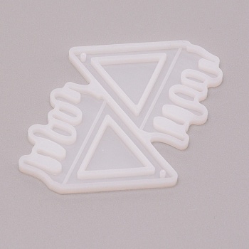 Halloween Theme DIY Pendant Silicone Molds, for Earring Makings, Resin Casting Molds, For UV Resin, Epoxy Resin Jewelry Making, Bleeding Triangle, White, 51x66.5x4mm, Hole: 2mm, Inner Diameter: 49x35mm