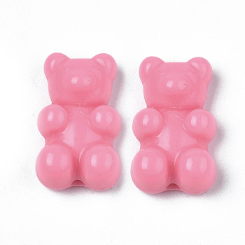 Opaque Acrylic Beads, Bear, Hot Pink, 18x11x7mm, Hole: 1.6mm