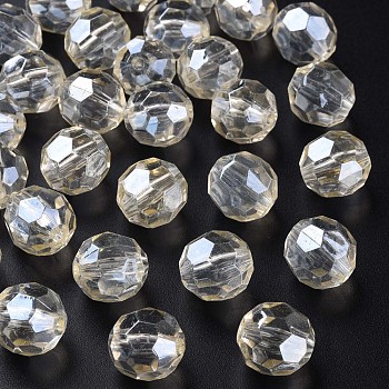 Transparent Acrylic Beads, Faceted, Football, Light Yellow, 14x13.5mm, Hole: 2mm, about 330pcs/500g