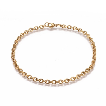 304 Stainless Steel Cable Chain Anklets, with Lobster Claw Clasp, Golden, 9-7/8 inch(25cm)