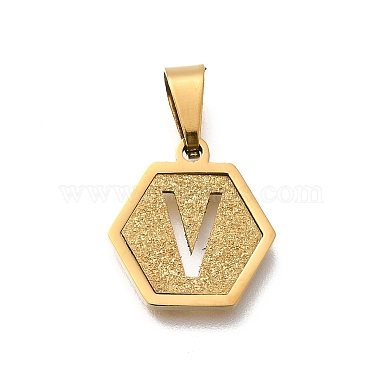 Real 18K Gold Plated Letter V 304 Stainless Steel Charms