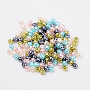 Pastel Mix Pearlized Glass Pearl Beads(HY-X006-4mm-12)-2