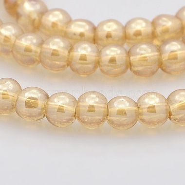 4mm SandyBrown Round Electroplate Glass Beads