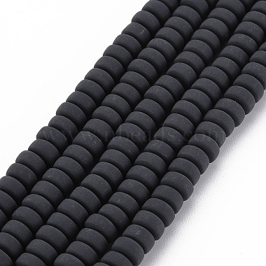 Black Flat Round Polymer Clay Beads