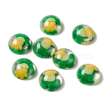 Green Half Round Resin Cabochons