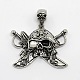 Vintage Men's 304 Stainless Steel Focus Pirate Style Skull Pendants(STAS-O044-08)-1