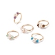 Gemstone & Natural Pearl Braided Finger Ring(RJEW-JR00509)-1